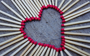 match stick lot, matches, love, heart HD wallpaper
