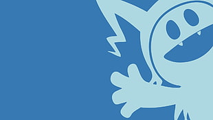 vector image of blue monster, artwork, face, blue background, Shin Megami Tensei Series HD wallpaper