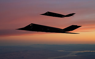 black and white electronic device, F-117 Nighthawk, aircraft, stealth, military aircraft