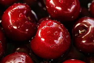 Cherry,  Fruit,  Close-up,  Drops HD wallpaper