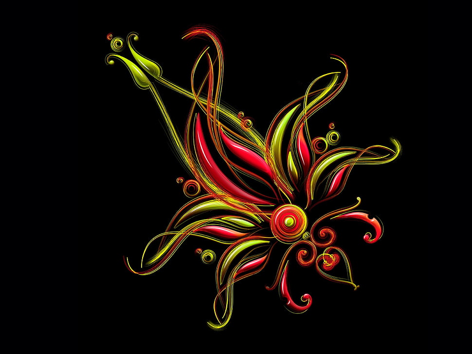 red and green floral digital wallpaper HD wallpaper