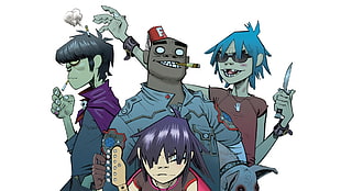 cartoon character illustration, anime, Gorillaz, Jamie Hewlett, 2-D
