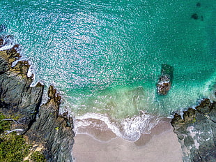 aerial view of beach shore