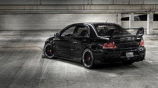 black sedan, Mitsubishi Lancer, Mitsubishi Lancer EVO, car, Mitsubishi HD wallpaper