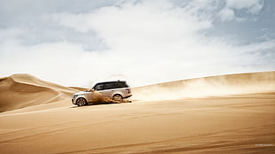 silver SUV, Range Rover, car, desert, vehicle