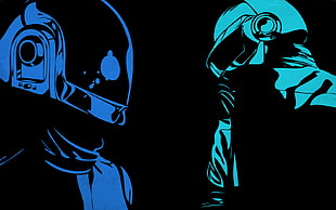 two soldiers illustration, Daft Punk, artwork, music