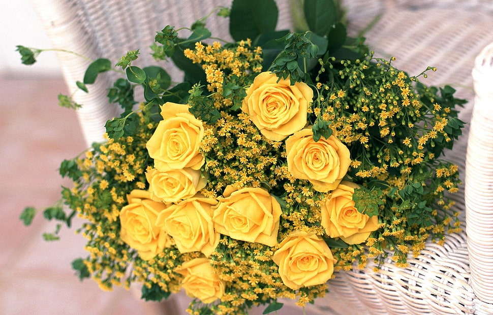 yellow roses flower arrangement HD wallpaper