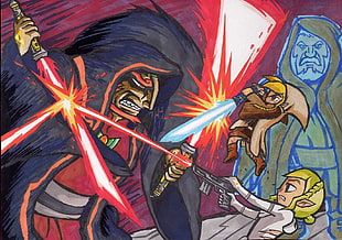 cartoon character illustration, crossover, Link, Zelda, Star Wars HD wallpaper