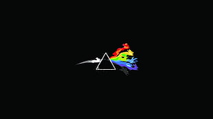 white, red, yellow, and purple text overlay, Pokémon, Pink Floyd, The Dark Side of the Moon, minimalism HD wallpaper