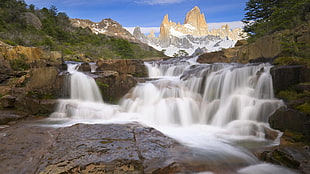 time lapse photography of waterfalls