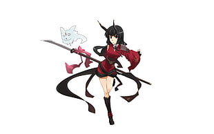 Anime Character with spear and ghost graphic art