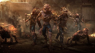 zombie digital wallpaper, horror, creature, apocalyptic, artwork HD wallpaper
