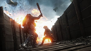 two men fighting game digital wallpaper, Battlefield 1, Battlefield