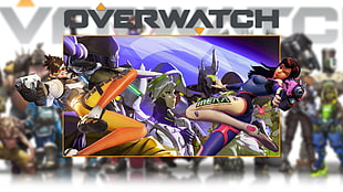 Overwatch digital wallpaper, Overwatch, Tracer (Overwatch), D.Va (Overwatch), Mercy (Overwatch) HD wallpaper