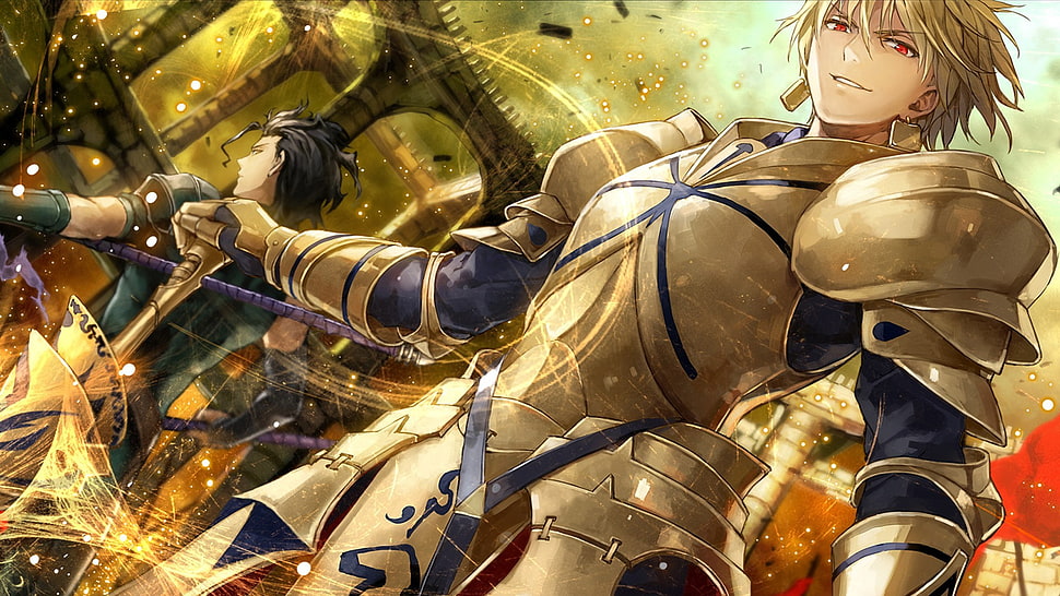 male wearing knight armor anime character, Fate Series, Gilgamesh HD wallpaper