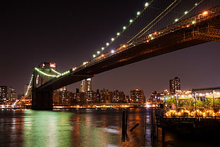 Brooklyn  bridge during night, brooklyn bridge HD wallpaper