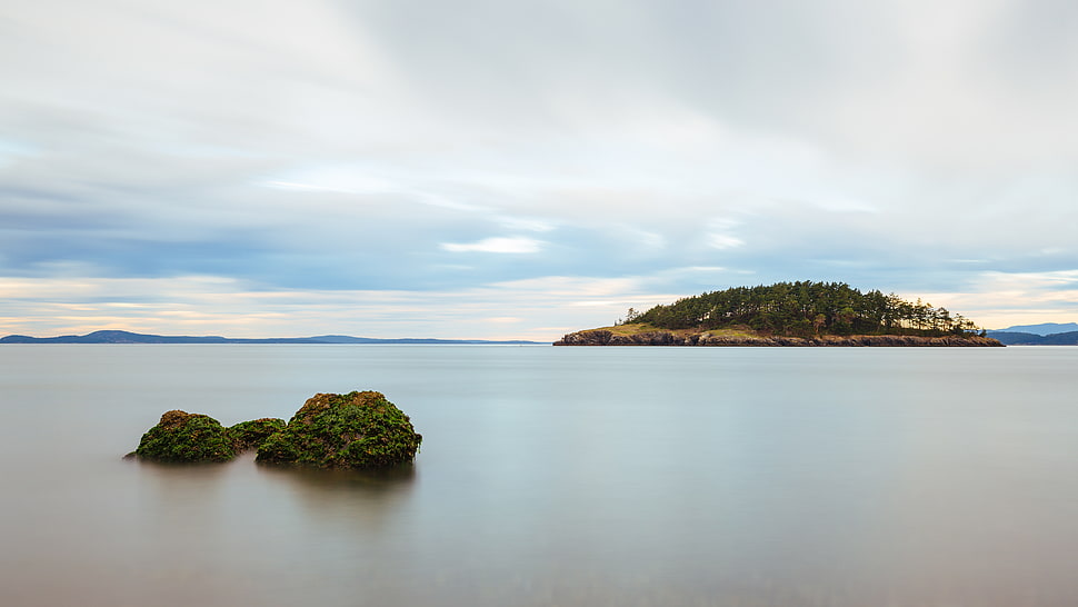 landscape photography of an island HD wallpaper