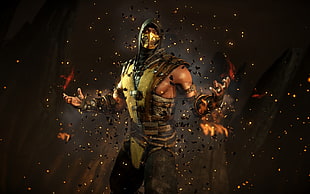 Scorpion Mortal Kombat character digital wallpaper