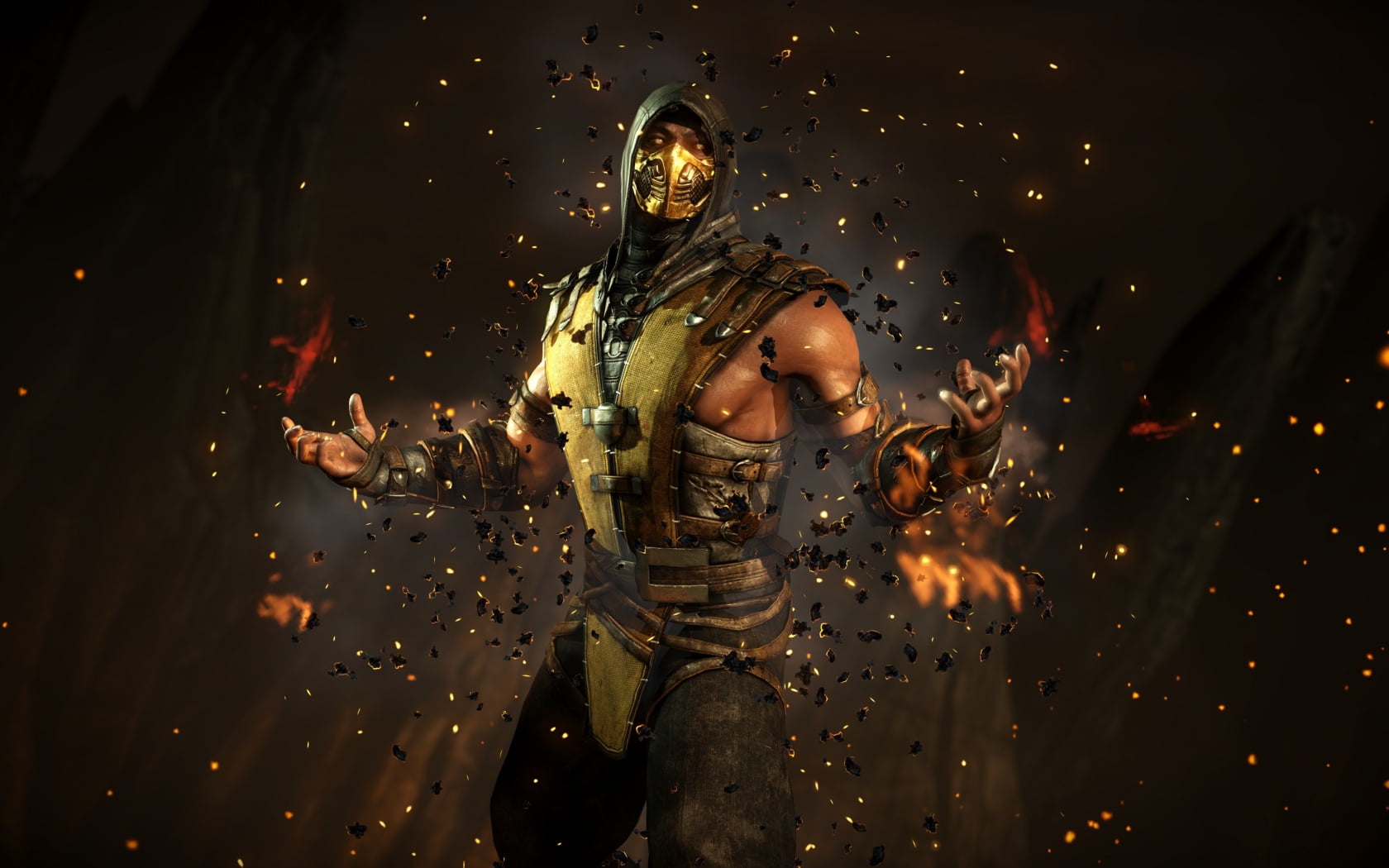 Scorpion Mortal Kombat character digital wallpaper