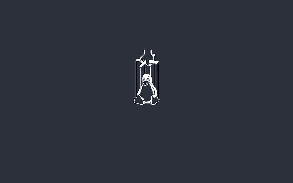 black and white animal illustration, minimalism, Linux HD wallpaper