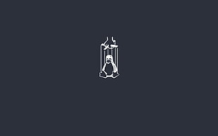 black and white animal illustration, minimalism, Linux