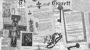 beaded black rosary, monochrome, Jesus Christ, cross, holy rosary HD wallpaper