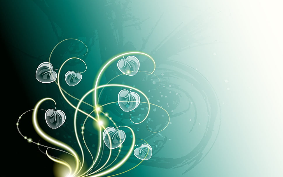 teal 2d illustration HD wallpaper