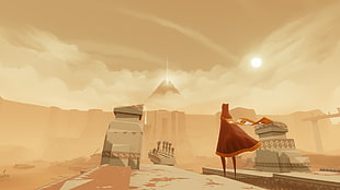 person wearing brown cape cartoon illustration, video games, Journey (game) HD wallpaper