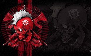 red skull head digital wallpaper