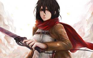 Mikasa Ackerman from Shingeki no kyojin illustration HD wallpaper