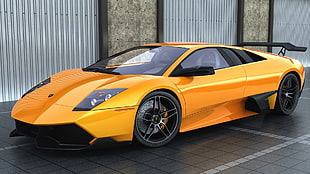 yellow and black car bed frame, Lamborghini Murcielago, car