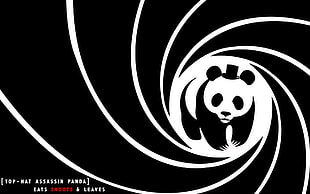 black and white panda digital wallpaper, humor, panda, James Bond, parody HD wallpaper