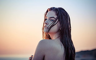 photography of topless woman
