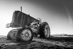 black farm tractor, Corsica, tractors, vintage, beach HD wallpaper