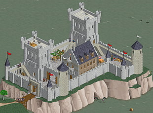 castle illustration, castle, pixel art, digital art