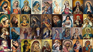 assorted Marvel comic book collection, Jesus Christ, collage, Christianity, Virgin Mary