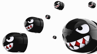 seven black toothless bullets illustration, Super Mario, video games