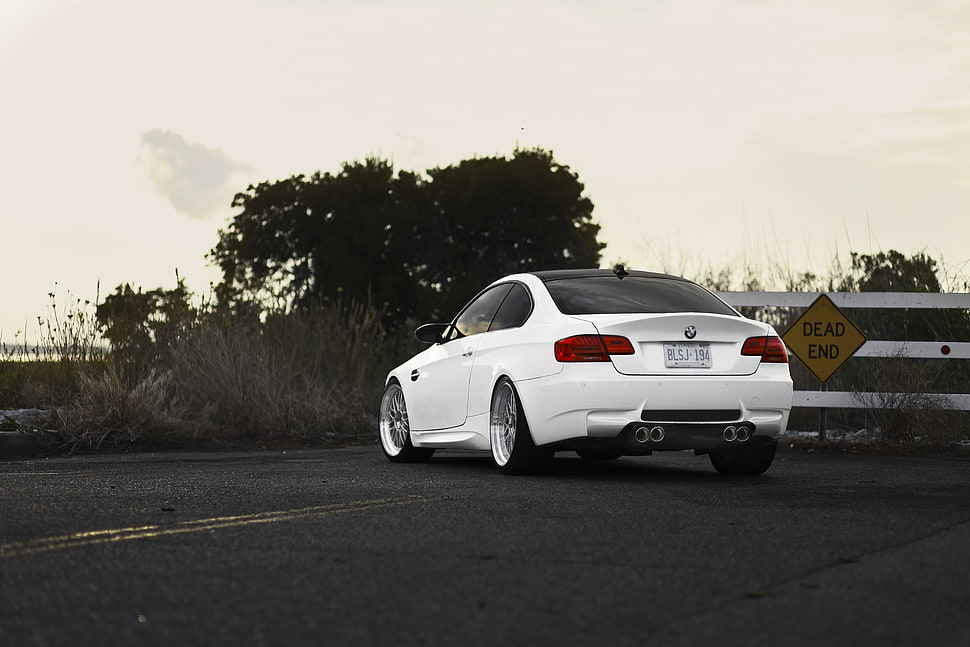 white sedan HD wallpaper