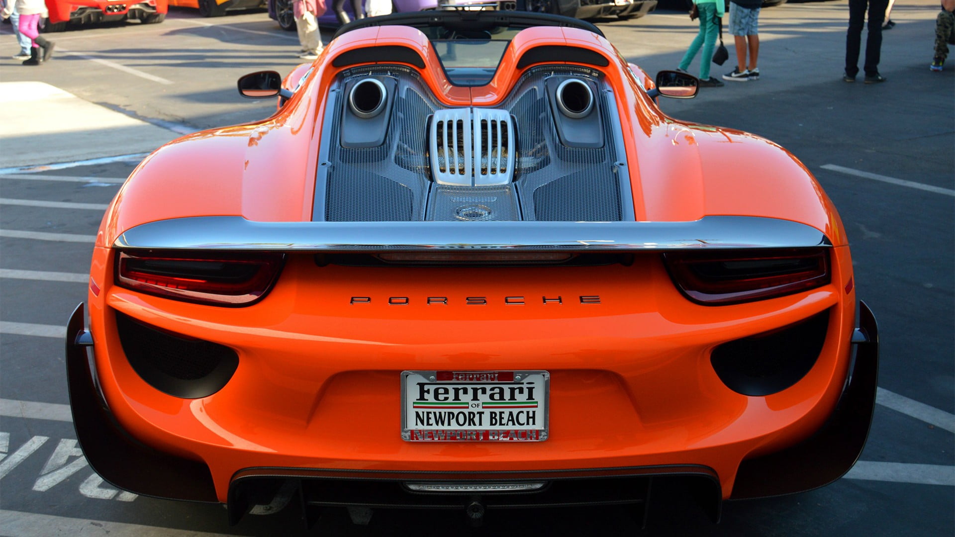 orange Porsche sports car, car, Porsche 918 Spyder, orange