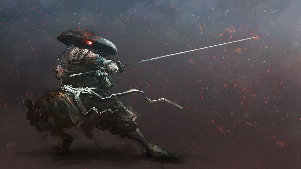 person holding sword 3D illustration HD wallpaper