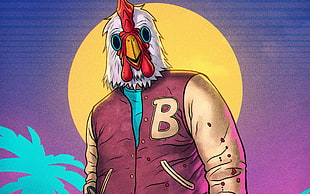 chicken man illustration, Hotline Miami