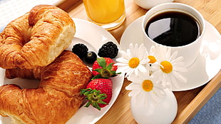 Tea,  Camomiles,  Breakfast,  Croissants HD wallpaper