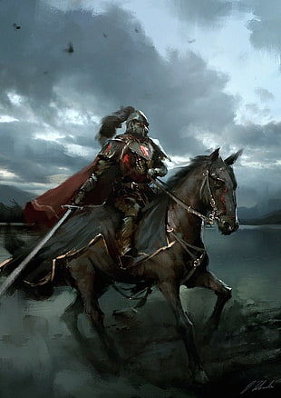 knight riding on horse poaster