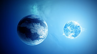 artwork of two planets, space, planet HD wallpaper