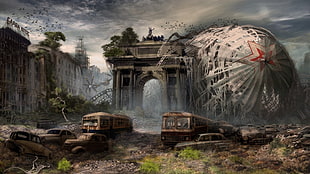 concrete arch wallpaper, apocalyptic, artwork, cityscape, ruin