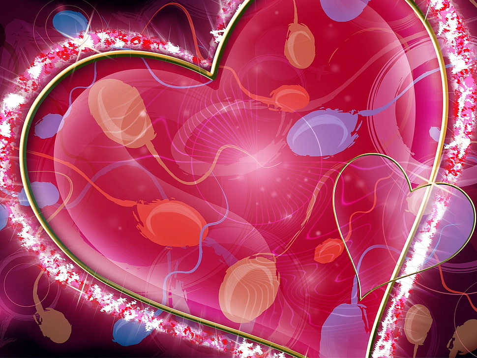 red heart illustration HD wallpaper