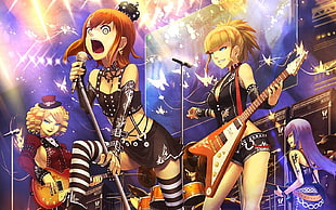 female anime characters having concert