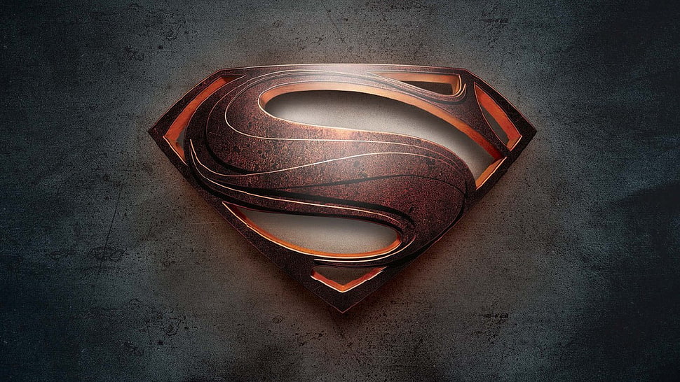 Super-Man logo in gray background photo HD wallpaper