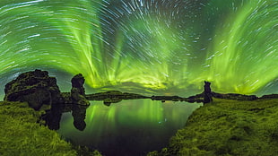 Northern Lights, NASA, stars, sky, planet HD wallpaper