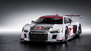 white and black coupe, Audi R8  LMS